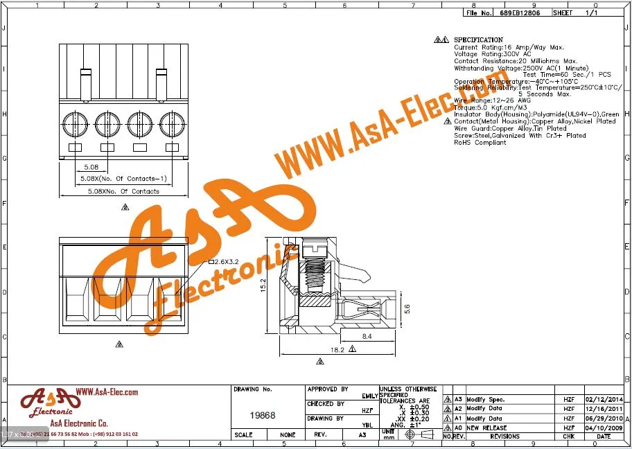 ترمینال فونیکسی 10 پین نر رایت و ماده PTR 5.08 MM