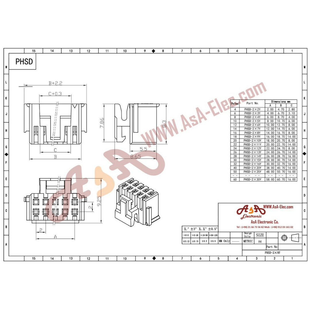 کانکتور مینیاتوری 2 میلی متر  دو ردیفه قفلدار 10 پین مادگی سفید