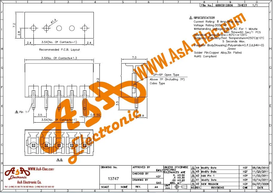 ترمینال فونیکسی 10 پین نر صاف و ماده PTR 3.5 MM