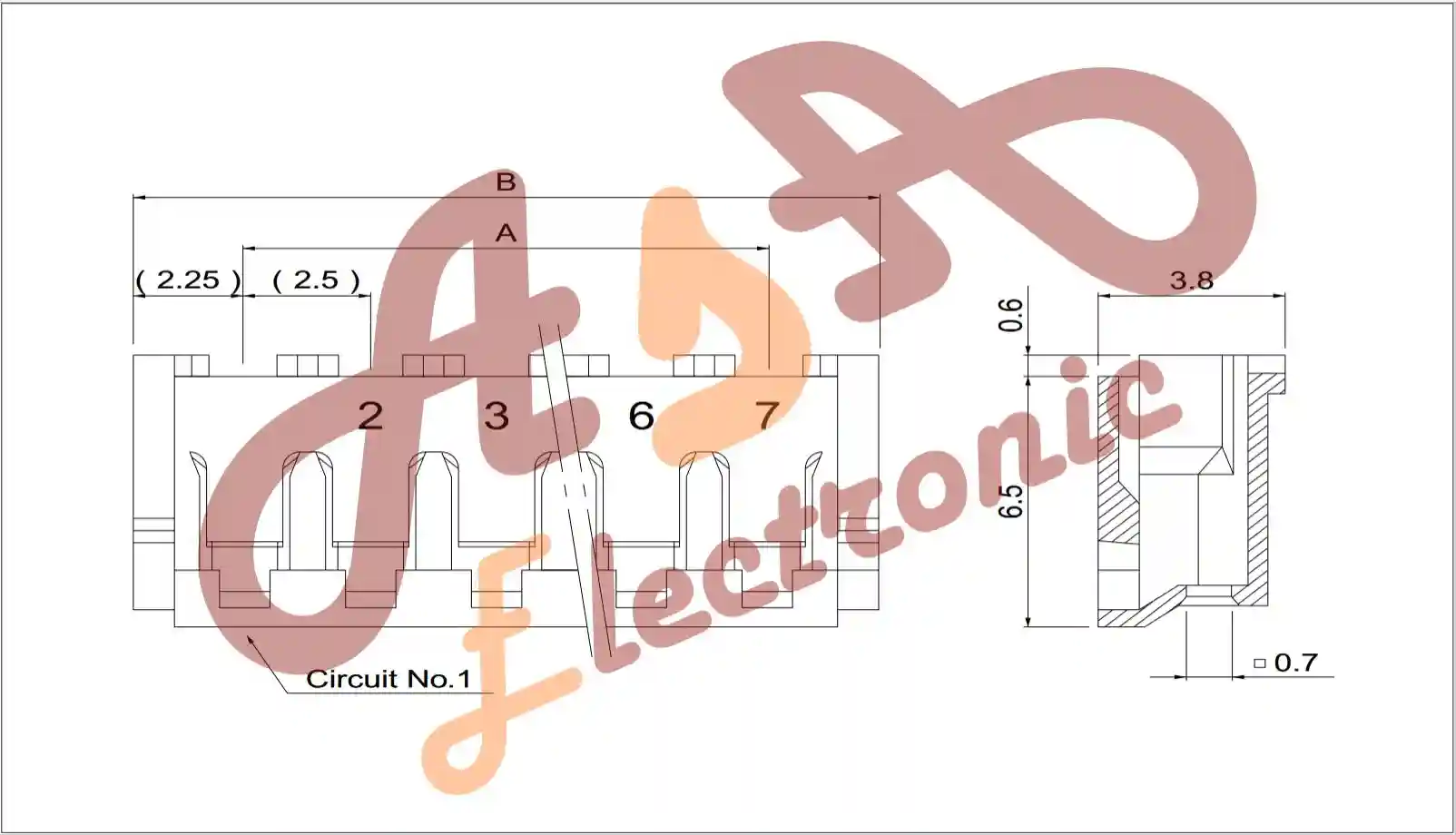 کانکتور 2.5 میلیمتر 2 پین مادگی سفید EH