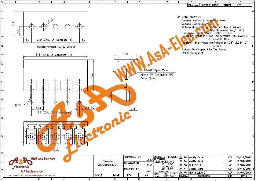 ترمینال فونیکسی 10 پین نر صاف و ماده PTR 3.81 MM