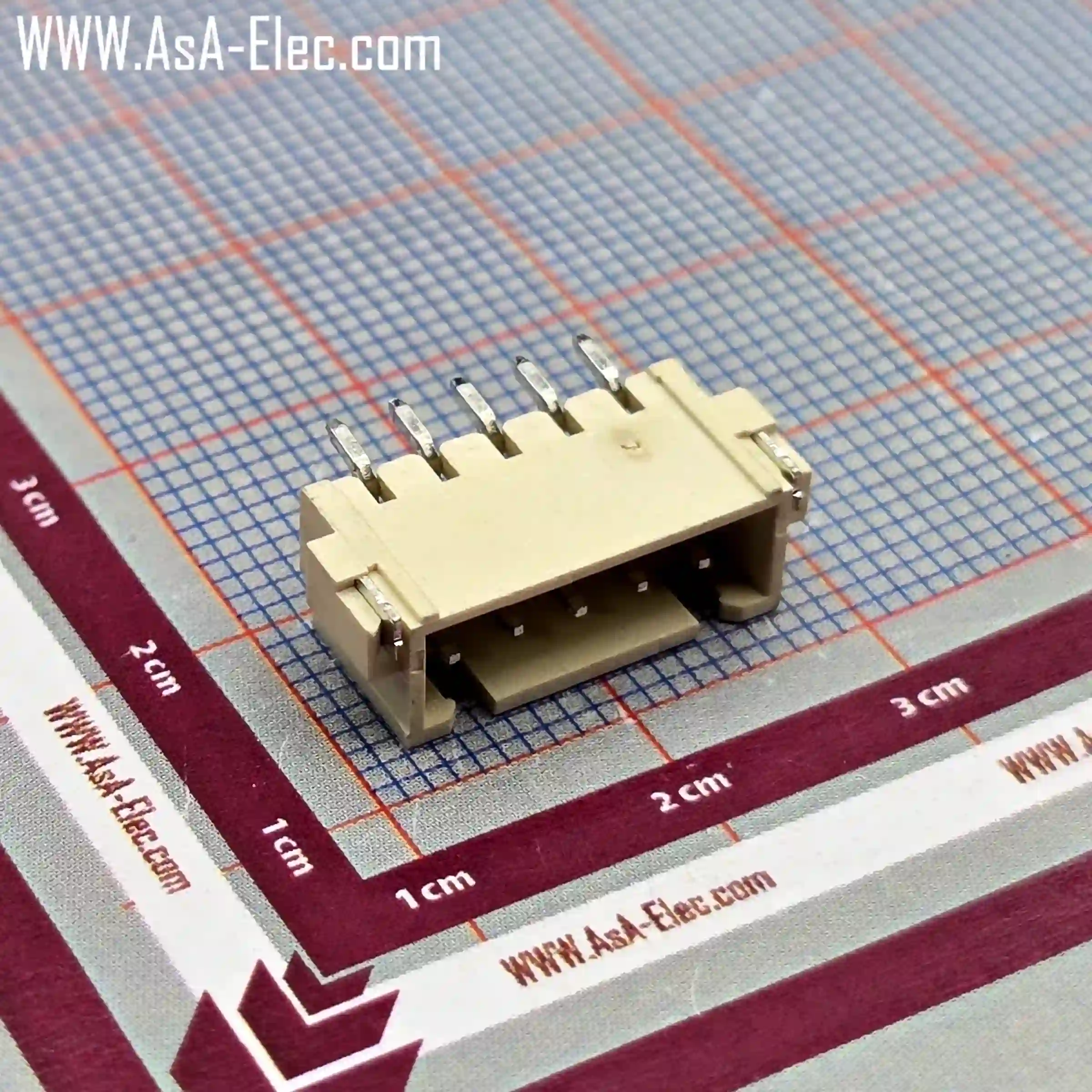 سوکت دزدگیری 2.5 میلیمتر 5 پین نر SMD سفید XH